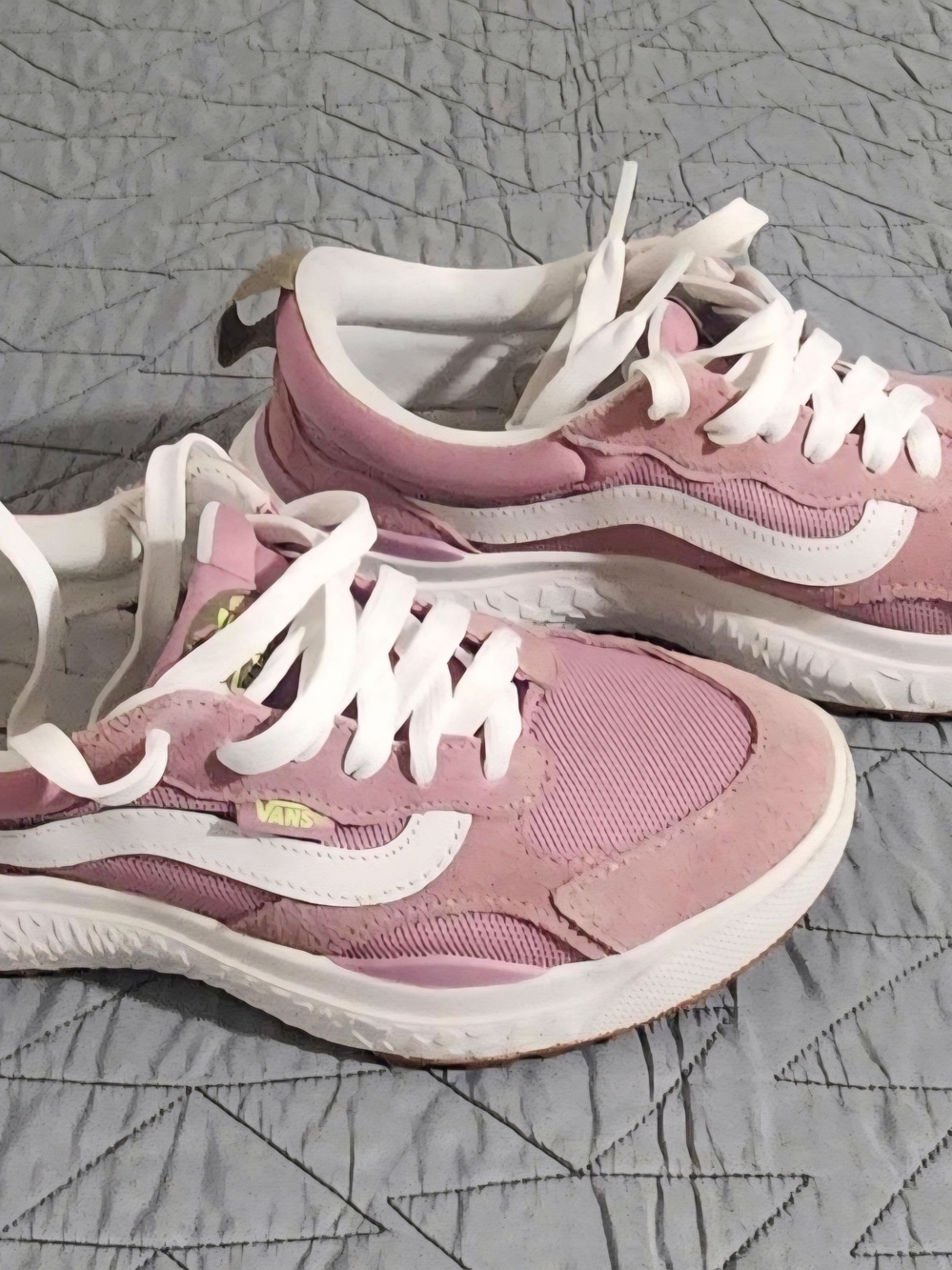 Vans Pink and White Women's Low-Top Skate Sneakers